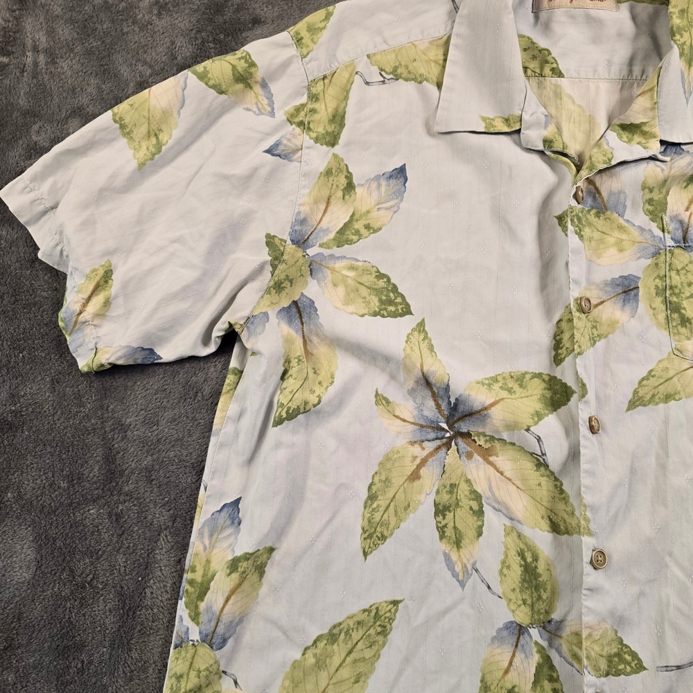 Tommy Bahama Shirt Men XL Tropical Blue Green Leaf Print Short Sleeve Vacation - Picture 7 of 16